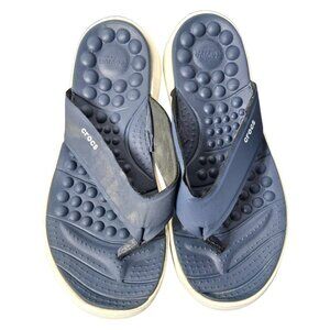 Crocs Womens Blue Reviva Flip Flop Sandals Size 11 Massage Summer Comfort Beach